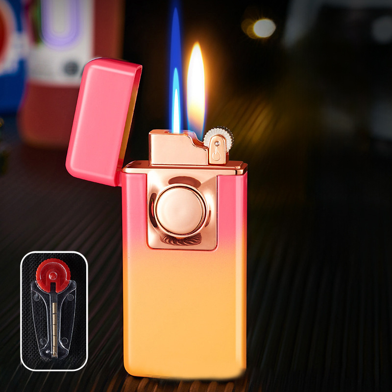 TH835 Exquisite Gift Box Premium Windproof Double Fire switch inflatableJet Torch inflatable Butane Gas lighter