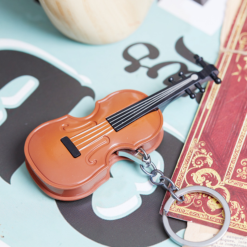 Creative Gift Violin with Keychain Pendant  Metal Plastic Inflatable Cigarette Lighter