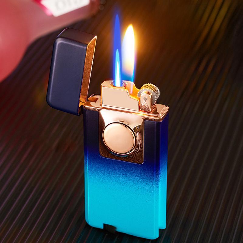 TH835 Exquisite Gift Box Premium Windproof Double Fire switch inflatableJet Torch inflatable Butane Gas lighter