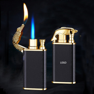 Wholesale Promotional Gift Metal Crocodile Dolphin Butane Windproof Flame Fire Cigarette Gas Lighter