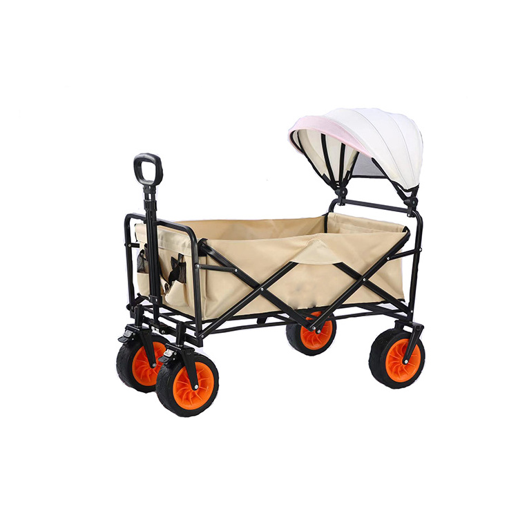 Foldable Trolley Push pull wagon stroller wagon folding wagon with roof canopy for kids