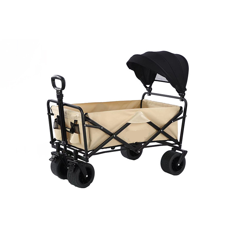 Foldable Trolley Push pull wagon stroller wagon folding wagon with roof canopy for kids