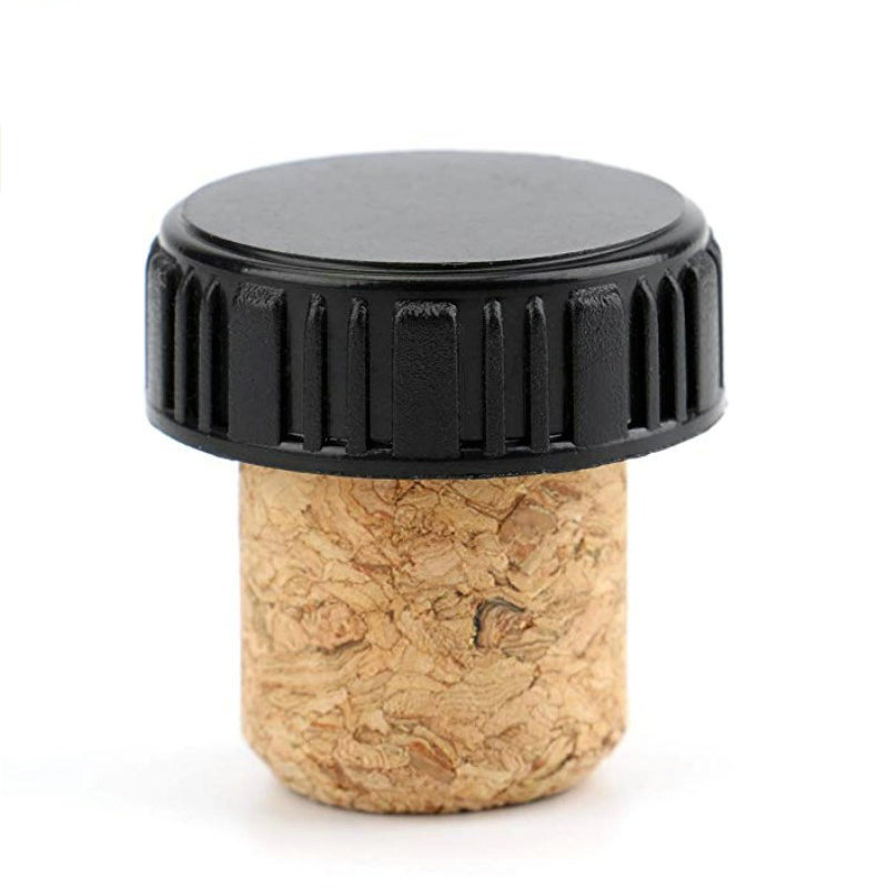 Avertan custom T-Shape Tasting Agglomerated wine bottle stopper Cork with Black Plastic Top