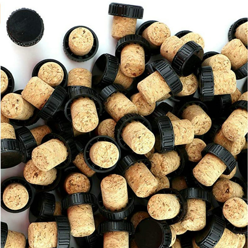 Avertan custom T-Shape Tasting Agglomerated wine bottle stopper Cork with Black Plastic Top