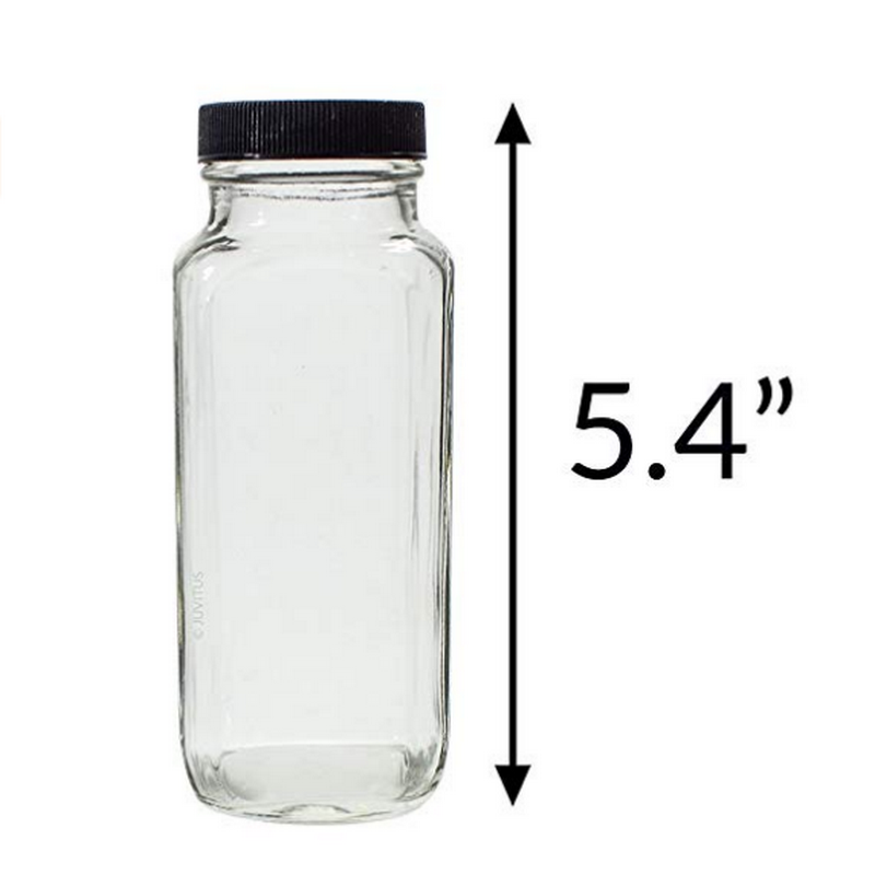 Avertan stocked wholesale 16oz cold pressed french square glass juice bottle with plastic lid