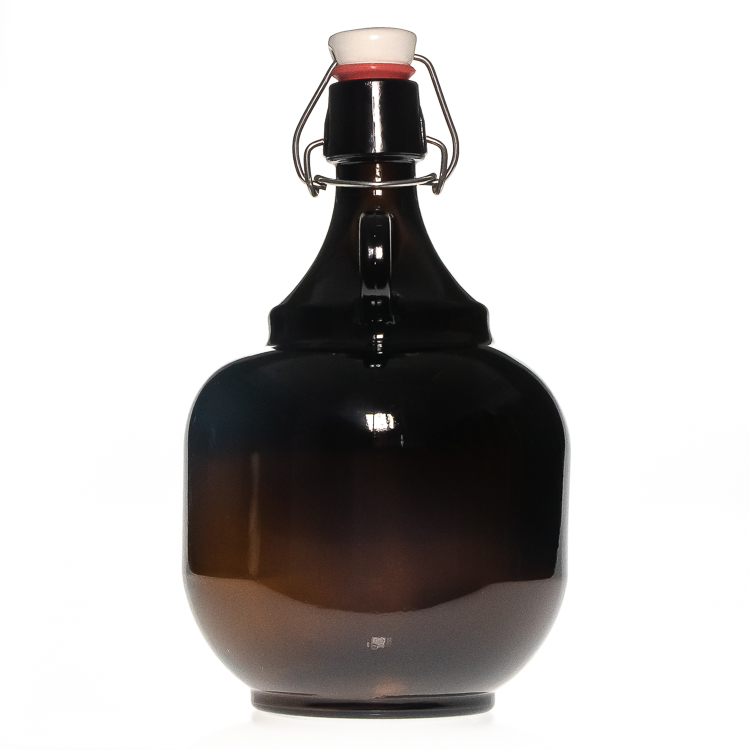 Amber Glass Bottles Clamp Top Airtight Glass Bottles with Flip Lid Swing Top California Growler 2L