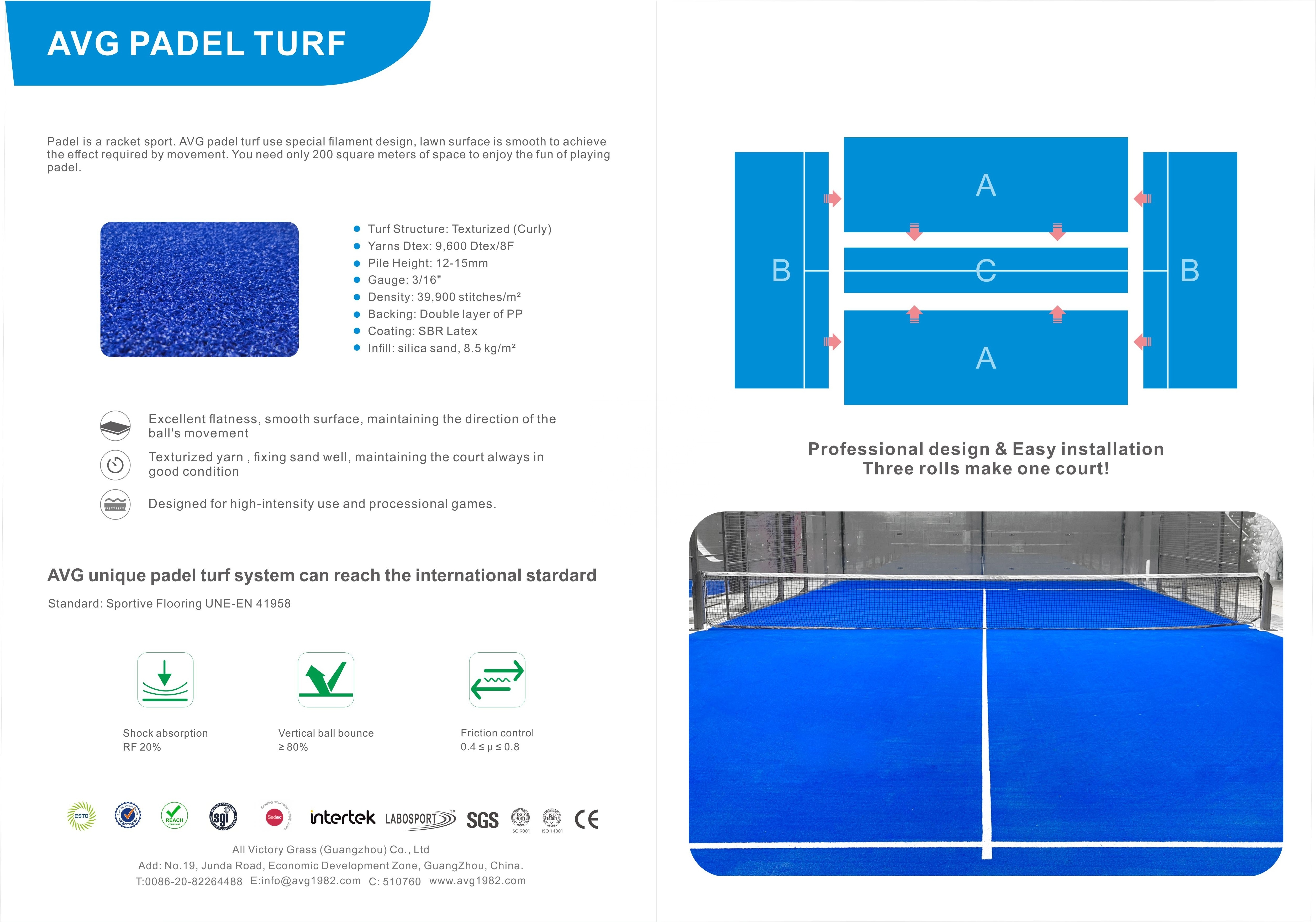 AVGrass popular paddel grass synthetic turf blue artificial carpet grass for padel court