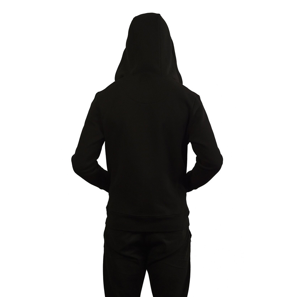 Gym Workout Wear Hoodies For Men Zipper Up Side Pockets Black Color With Embroidery Design