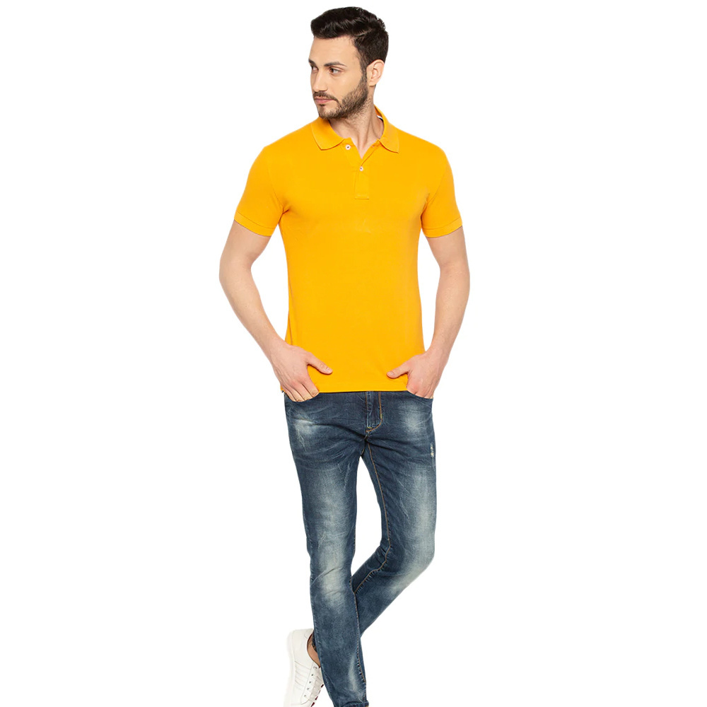 High Quality Custom Own Logo Yellow Color Polo T Shirt Raglan Style Street Wear Polo T Shirt With OEM