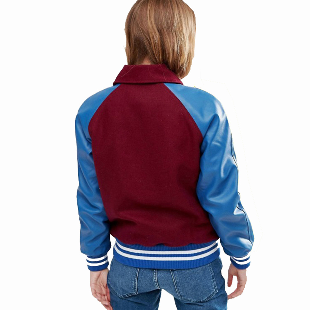 Cropped Varsity Jackets For Women With Long Sleeves Street Wear Baseball Jackets With Private Logo