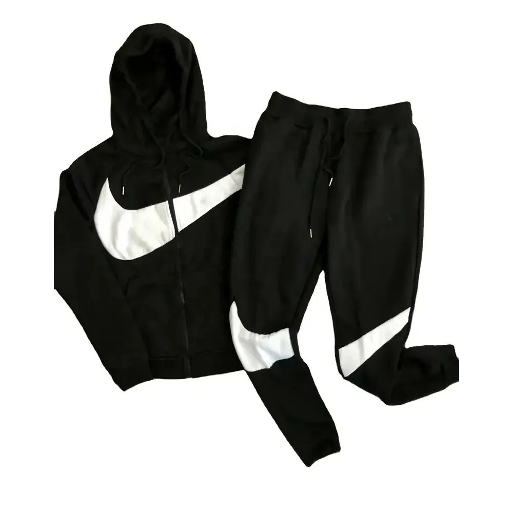 Custom High Quality Heavy Cotton Hoodie And Sweatpants Set Men Puff Printing Men Stack Tracksuits For Men