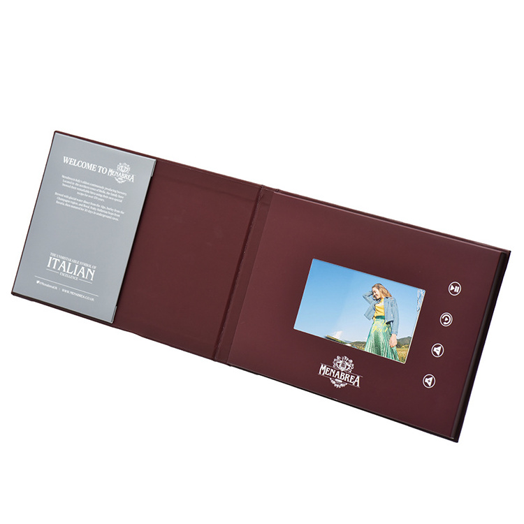 Lcd Video Player Brochure 4.5 Inch Softcover Wedding Invitation Video Brochure With Pocket