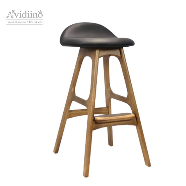 Nordic Design creative Bar Chairs Modern High Stool Bar Stools Leather With Solid Wood Chair For Hotel Bar Coffee Room