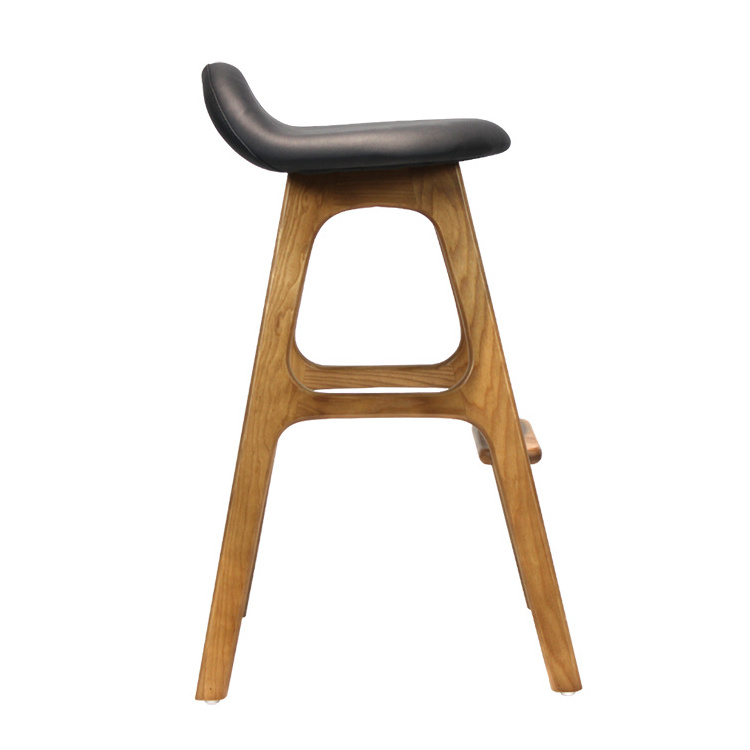 Nordic Design creative Bar Chairs Modern High Stool Bar Stools Leather With Solid Wood Chair For Hotel Bar Coffee Room