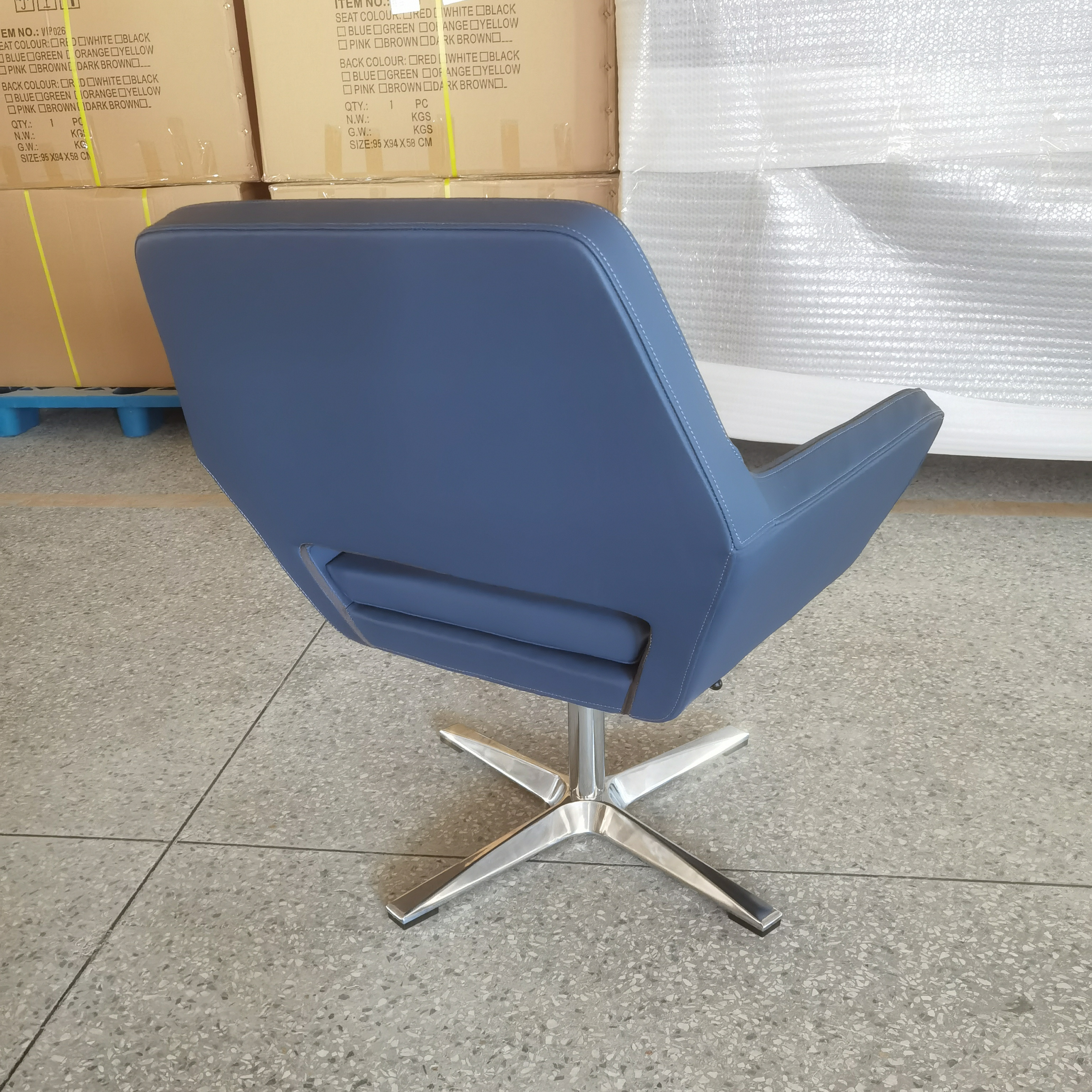 Wholesale Modern Swivel 4 Star Base Metal Legs Adjustable Lounge Chair For Office Fashionable Guest Area reception Chair