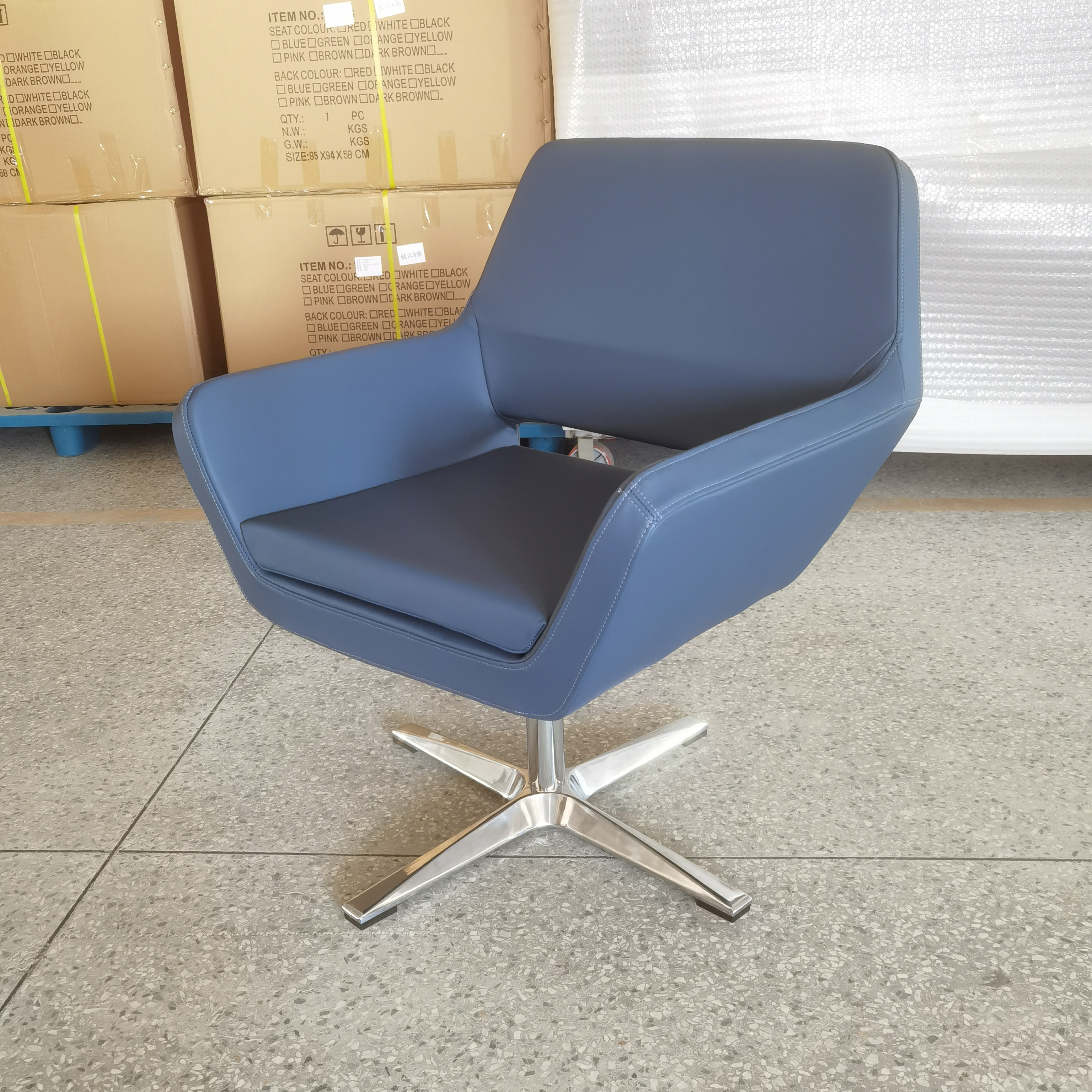 Wholesale Modern Swivel 4 Star Base Metal Legs Adjustable Lounge Chair For Office Fashionable Guest Area reception Chair