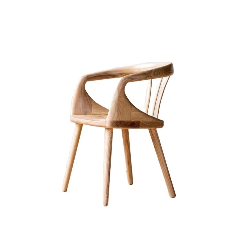 Modern creative design Nordic solid wood bentwood wooden dining chair walnut Japanese oak wooden chairs for cafe restaurant