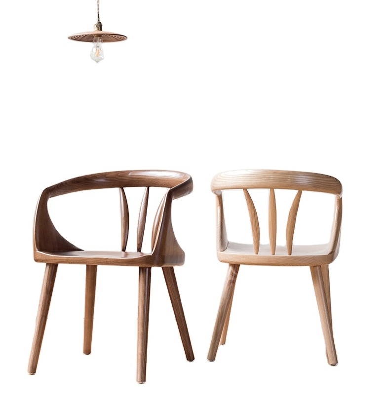 Modern creative design Nordic solid wood bentwood wooden dining chair walnut Japanese oak wooden chairs for cafe restaurant