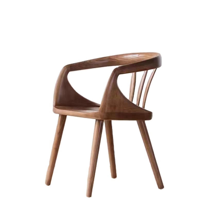 Modern creative design Nordic solid wood bentwood wooden dining chair walnut Japanese oak wooden chairs for cafe restaurant