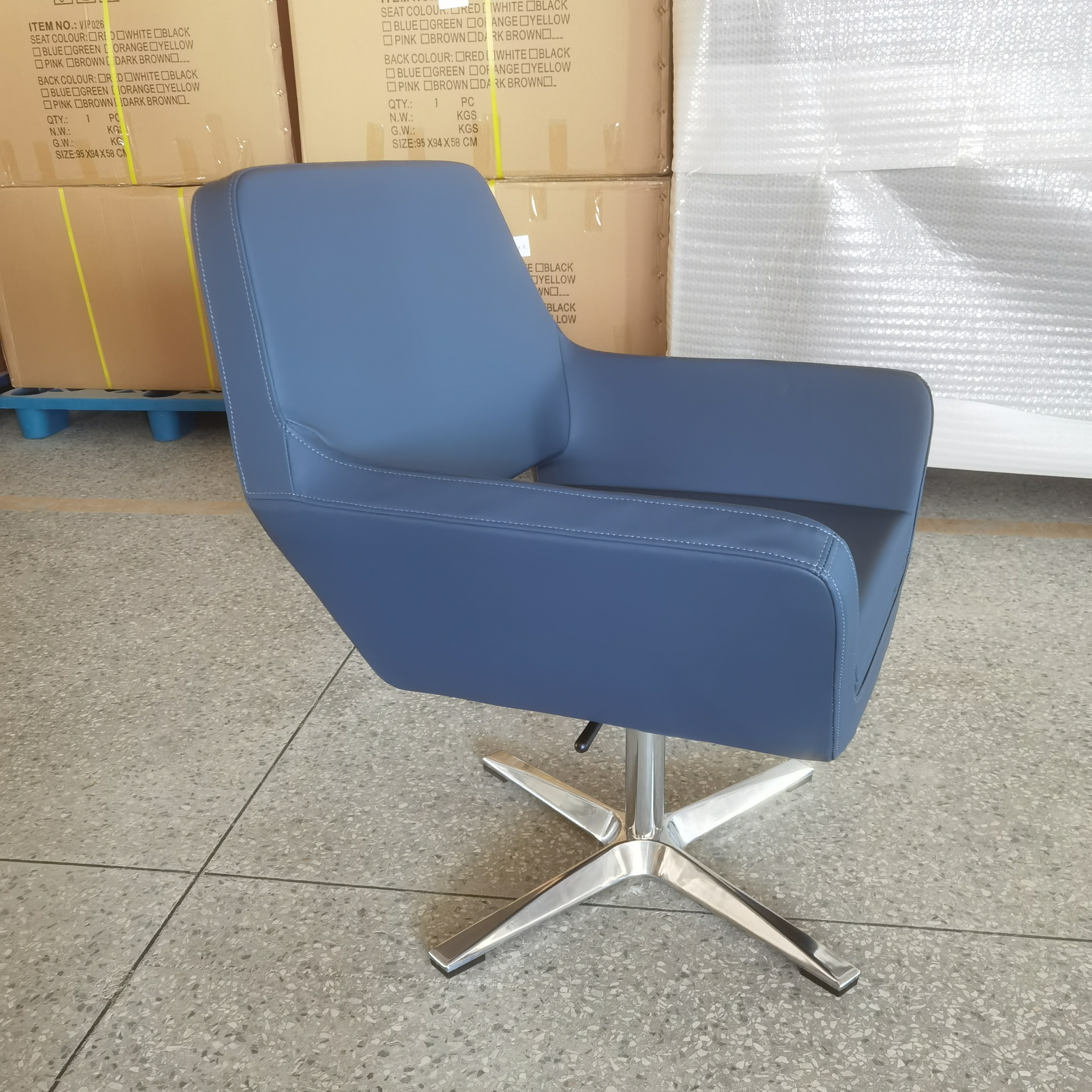 Wholesale Modern Swivel 4 Star Base Metal Legs Adjustable Lounge Chair For Office Fashionable Guest Area reception Chair