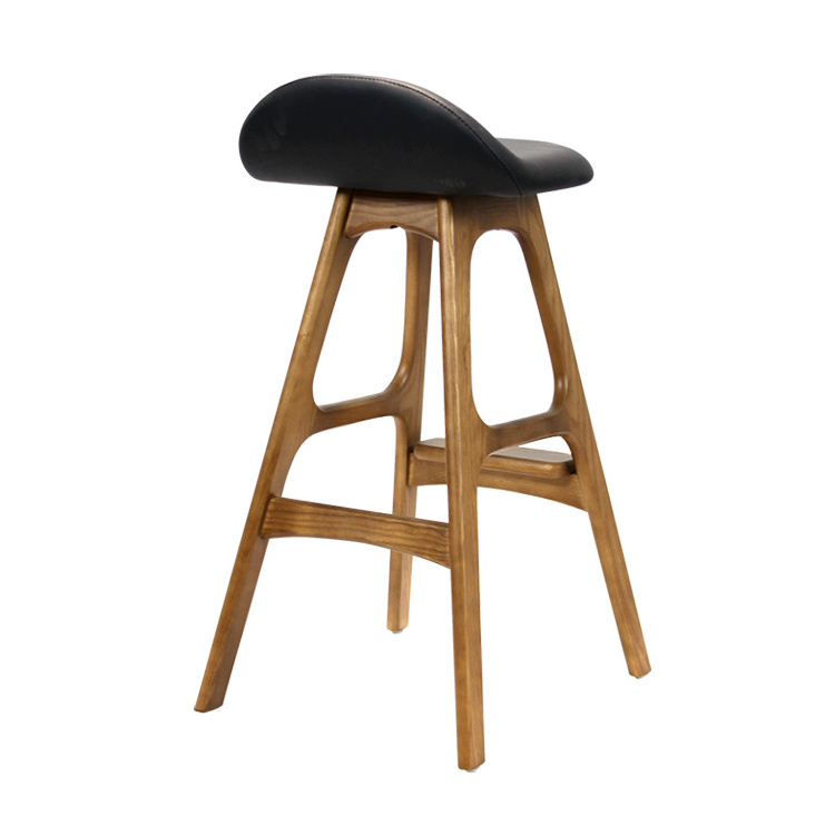 Nordic Design creative Bar Chairs Modern High Stool Bar Stools Leather With Solid Wood Chair For Hotel Bar Coffee Room