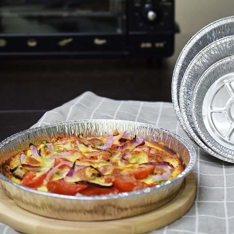 Disposable Microwave Tray Container Round Party Pizza Pie Tin Tart Pan Aluminum Foil Baking Plate