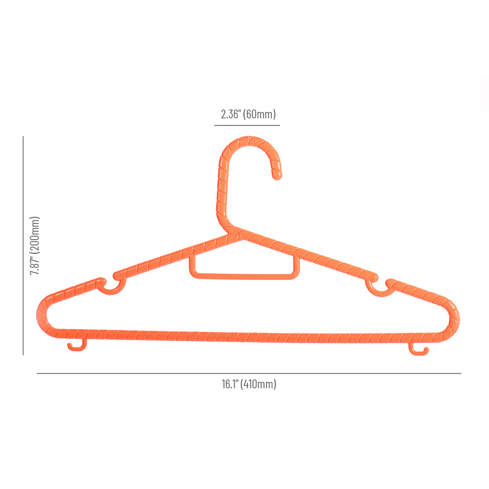 Custom Flexible Light Pp Non-Slip Orange Thick Plastic Hangers For Clothes