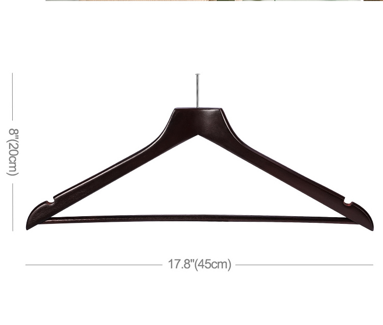 Luxury Hotel Wood Hanger Anti-Theft Clothes Pant Wooden Coat Hanger Stand