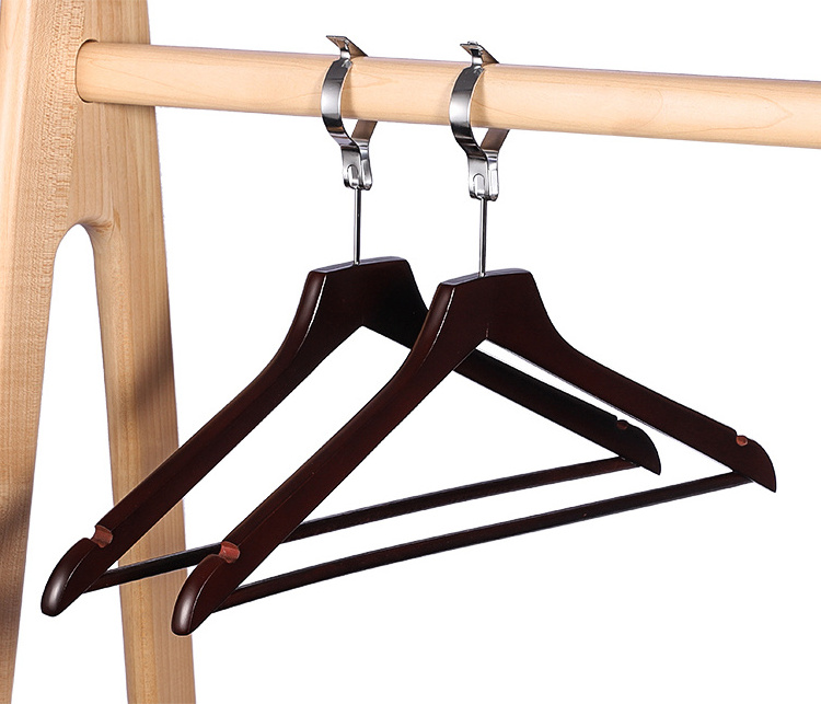 Luxury Hotel Wood Hanger Anti-Theft Clothes Pant Wooden Coat Hanger Stand