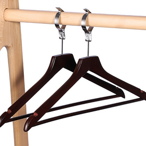 Luxury Hotel Wood Hanger Anti-Theft Clothes Pant Wooden Coat Hanger Stand