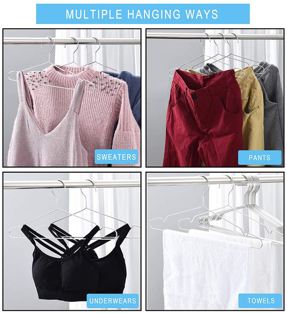 Coat Hangers Clothes Heavy Duty Stainless Steel Hanger with Non Slip Grooves Space Saving Ultra Thin Metal Hangers