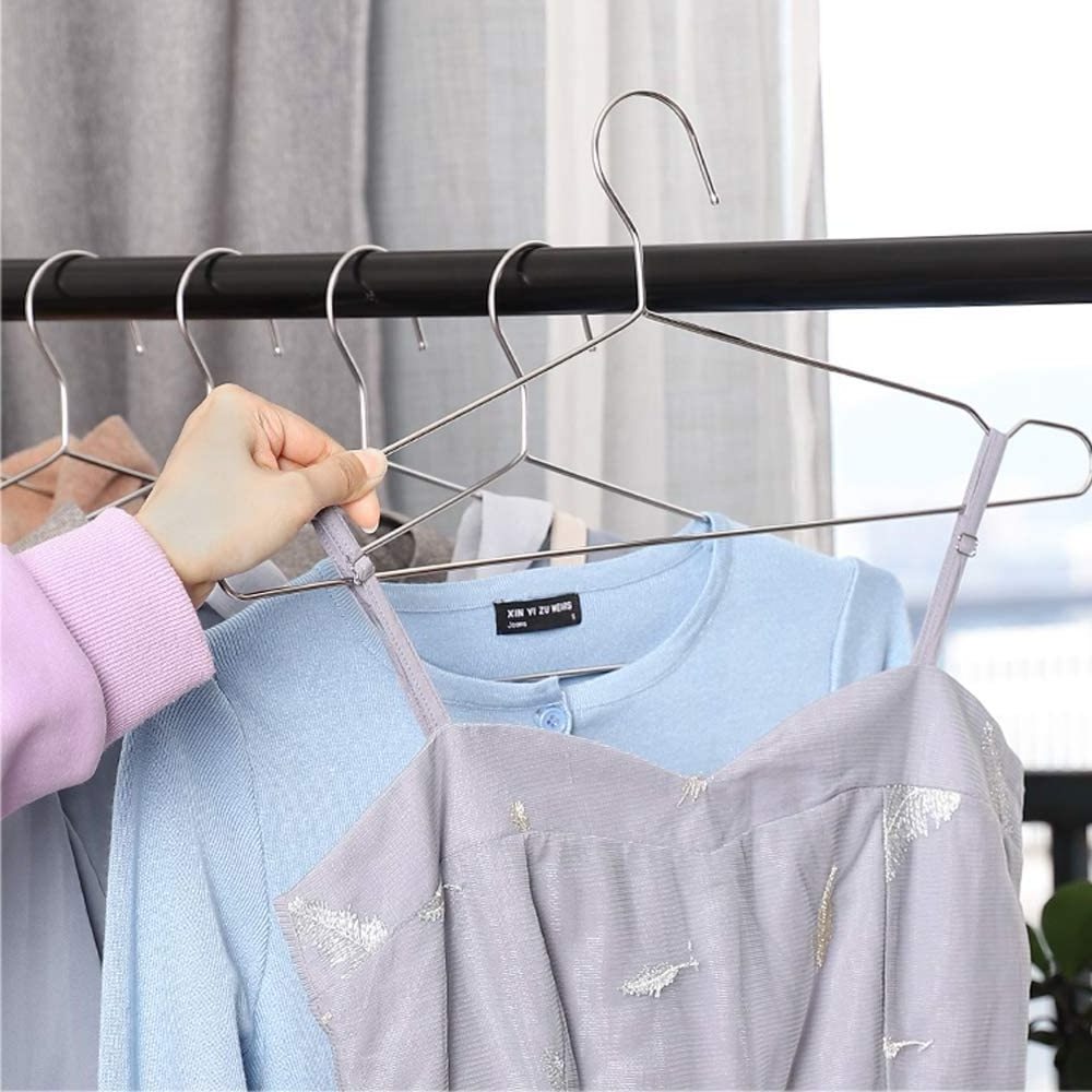 Coat Hangers Clothes Heavy Duty Stainless Steel Hanger with Non Slip Grooves Space Saving Ultra Thin Metal Hangers