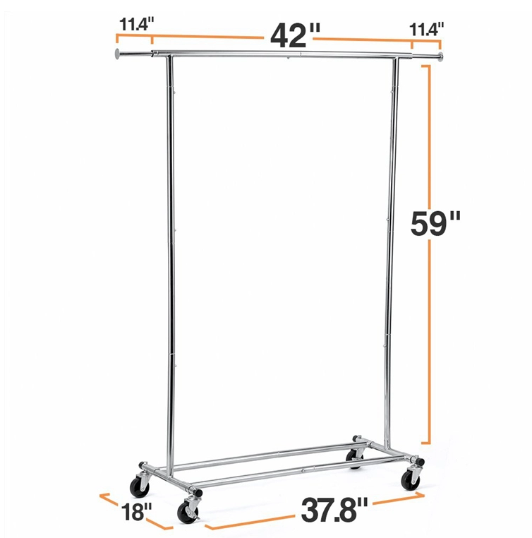 Wholesale Double Rod Clothing Garment Rack Rolling Clothes Organizer On Wheels For Hanging Clothes