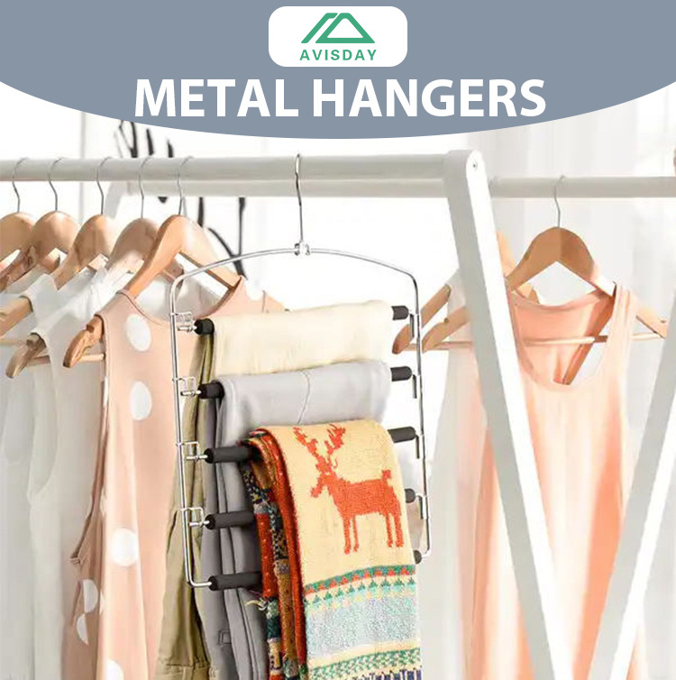 Magic Pants Hangers Space Saving For Closet Multiple Layers Multifunctional Uses Rack Organizer For Trousers Scarves Slack