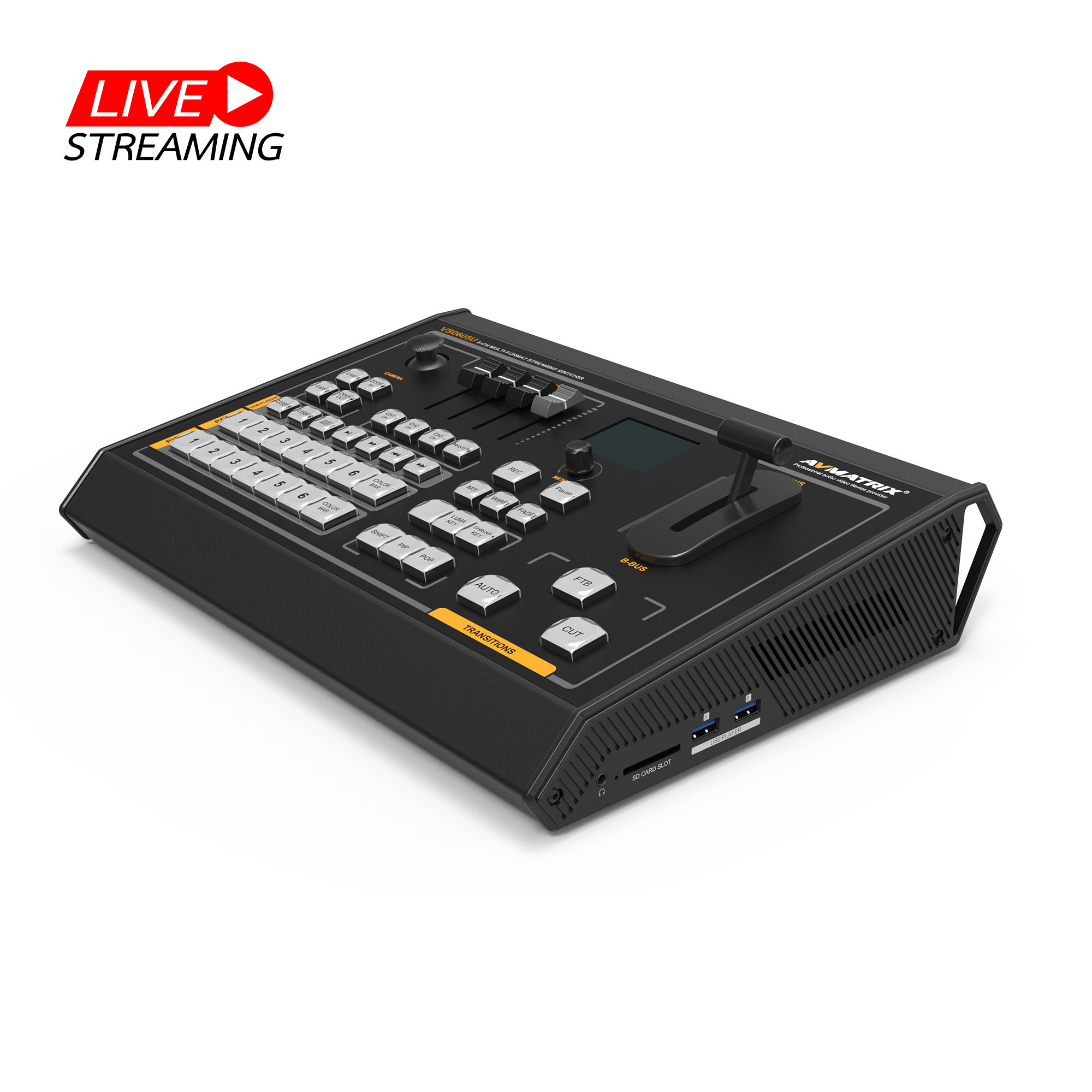 AVMATRIX VS0605U 6 Channel Multi-format Portable Live Streaming Video Switcher Mixer with Recorder