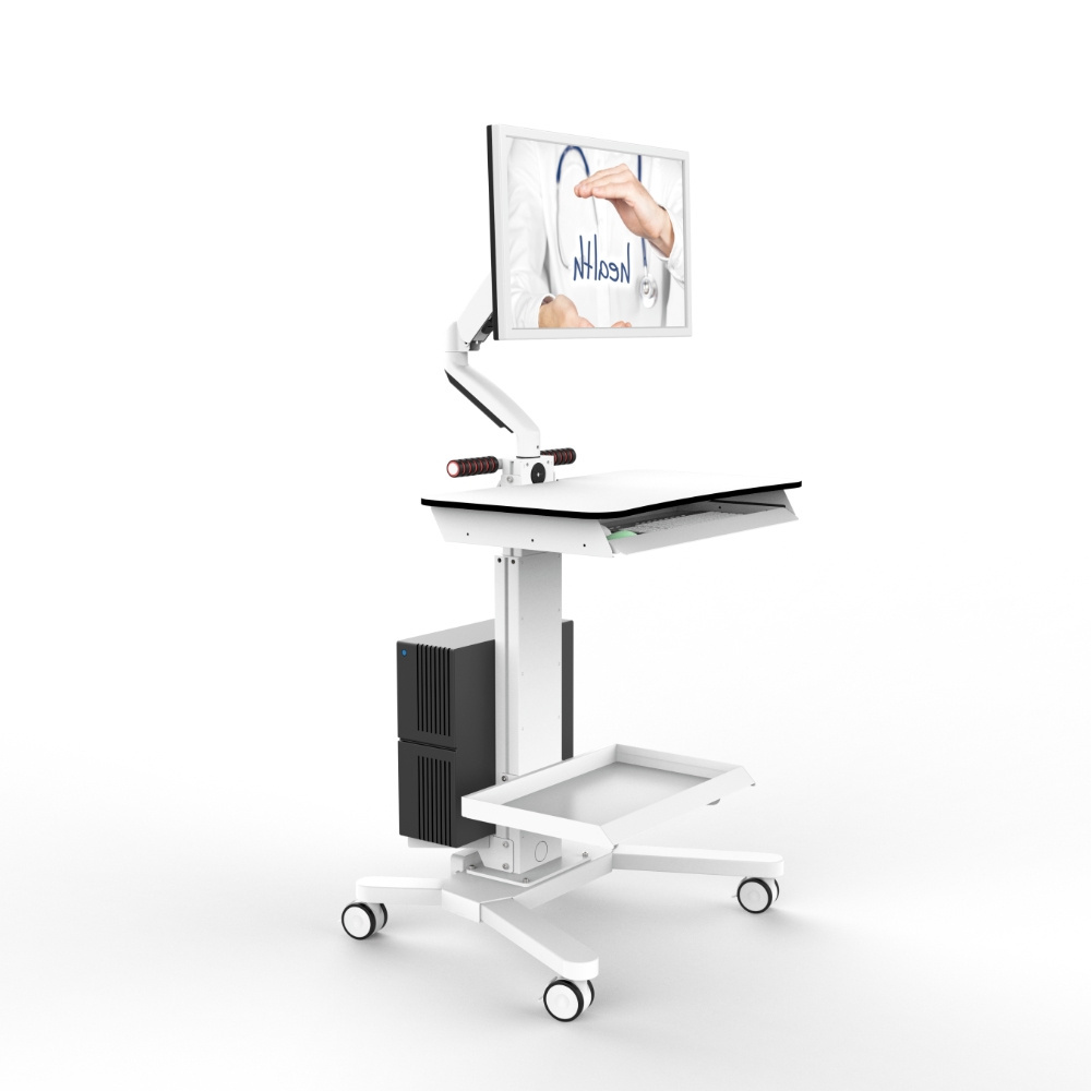 Height Adjustable medical tablet trolley Hospital cart for Mobile Workstation Laptop cart with cpu holder medical tablet trolley