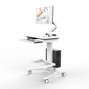 Height Adjustable medical tablet trolley Hospital cart for Mobile Workstation Laptop cart with cpu holder medical tablet trolley