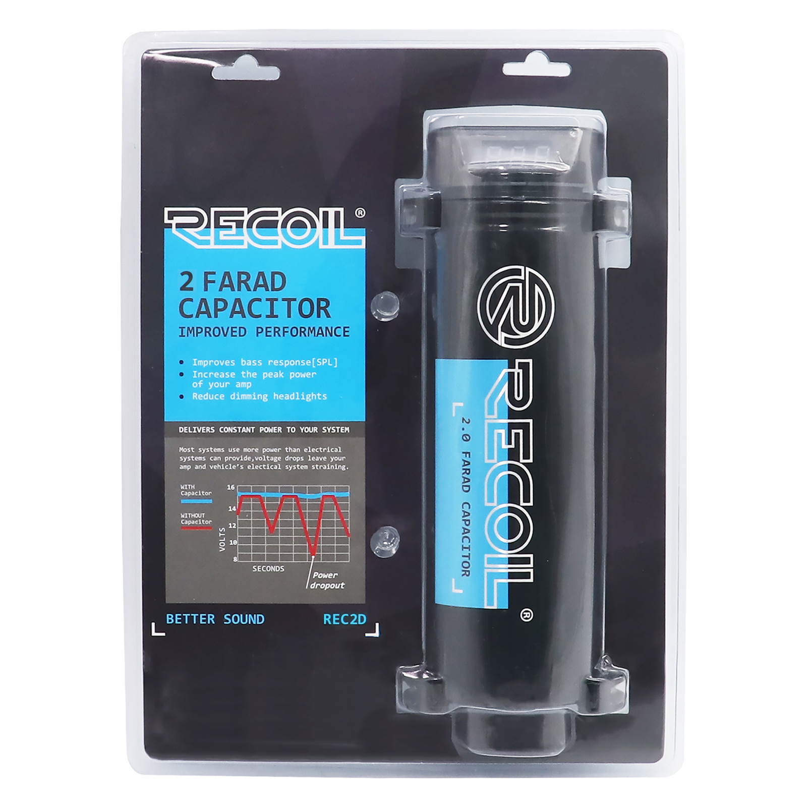 2.0 Farad Car Audio High Power Capacitor with Digital Display Hybrid Capacitor