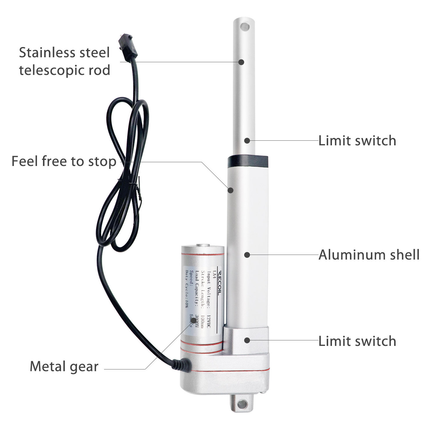 Edge SLA28K Heavy Duty 6000N/1320lbs Linear Actuator 28 Inch DC 12V with Mounting Brackets and Remote Controller Kit