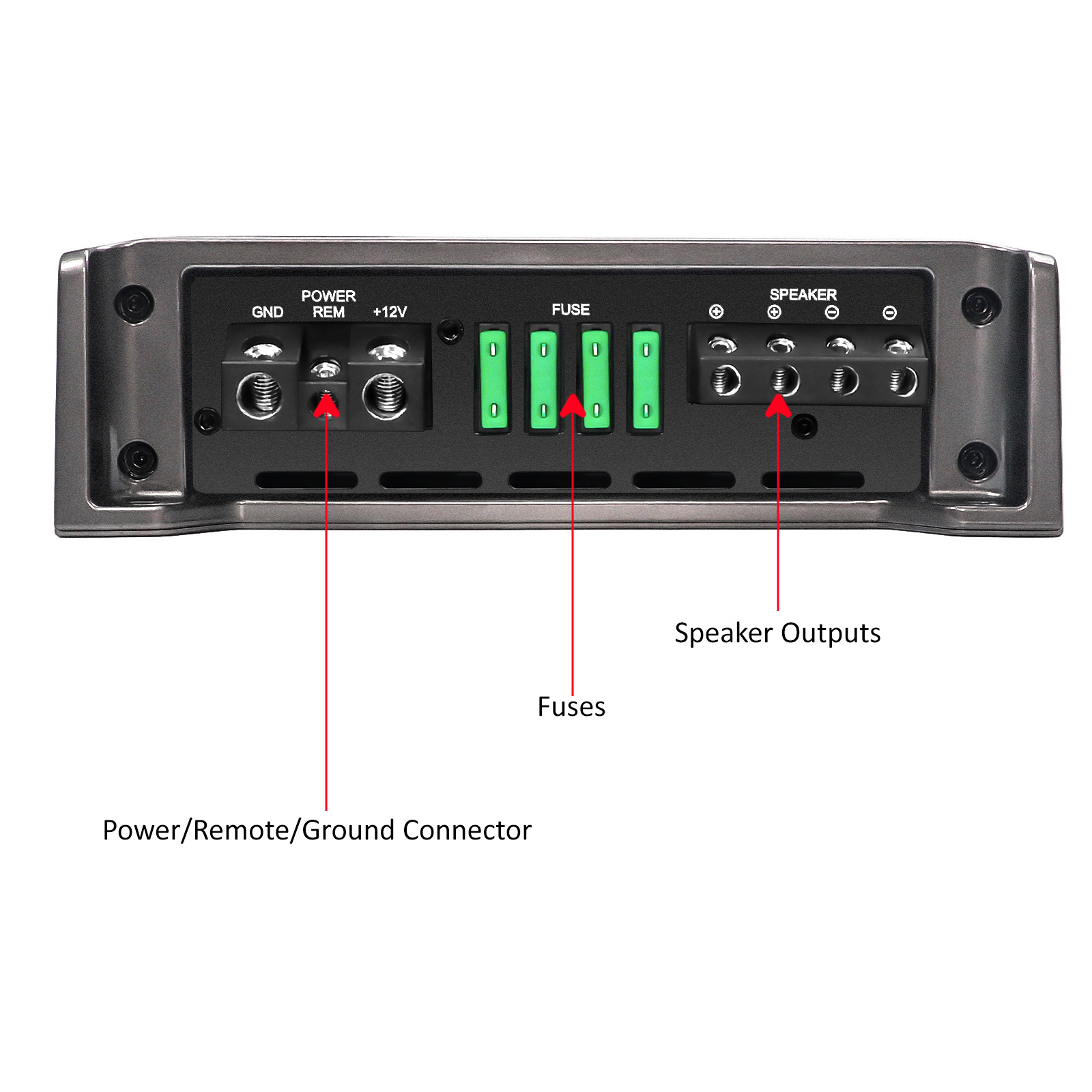 RED1200.1 2500 Watts Class-D Car Audio Mono-block Subwoofer Amplifier, 1 Ohm Stable, Remote Bass Knob Included