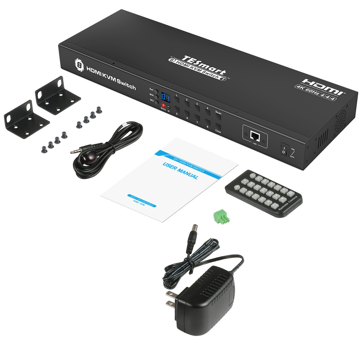 HDMI KVM Switch 8x1 With  USB 2.0 RS232/IP IR remote control  Video Switcher 8 Port HDMI KVM Switch