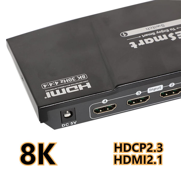 TESmart 4x1 HDMI Switch Support 8K 30HZ HDCP 2.3 S/PDIF L/R Audio Output HDR 10 Auto Detection Video Switcher Selector