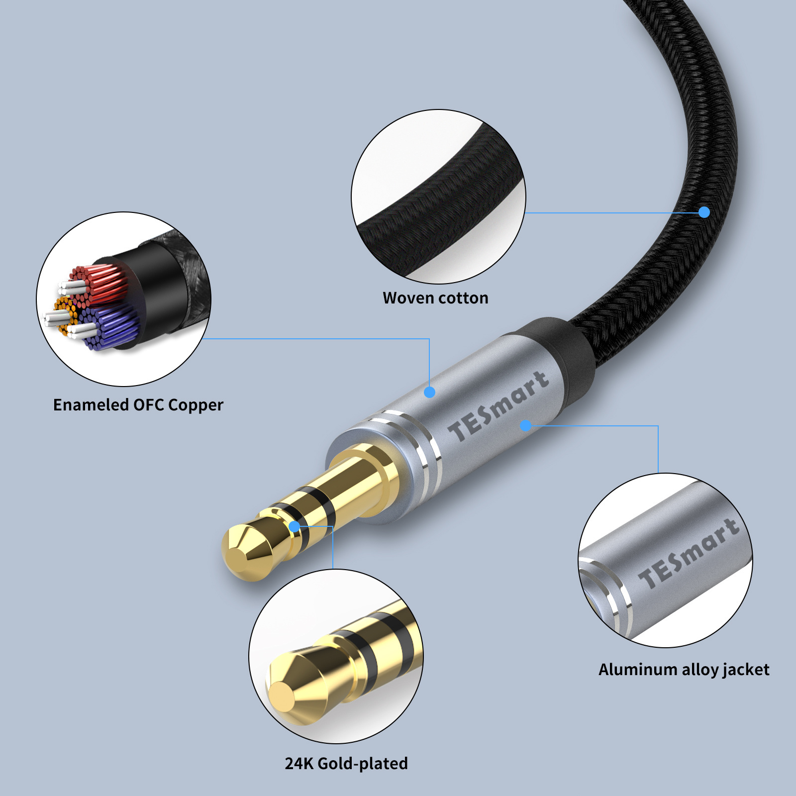 Best Selling 1m 2m 3.5mm aux cord Headphone audio jack cable auxiliar cable 3.5mm male to male Aux Cable