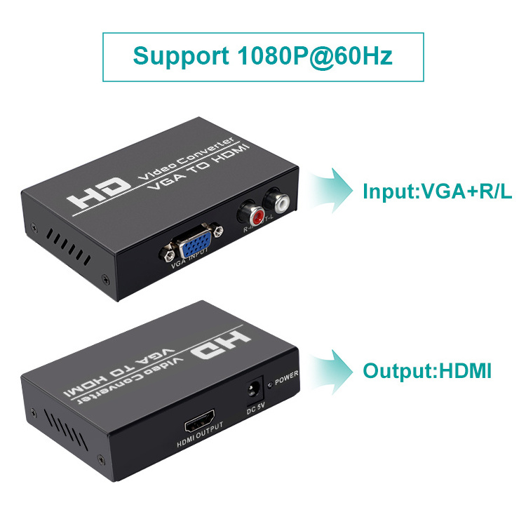 Hot Selling input VGA to output HDMI VGA to HDMI Converter High-definition Video 1080p VGA to HDMI converter