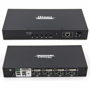 TESmart DVI KVM Switch External Button Remote Control Hot Selling Factory 4 Ports 4x1 DVI KVM Switcher