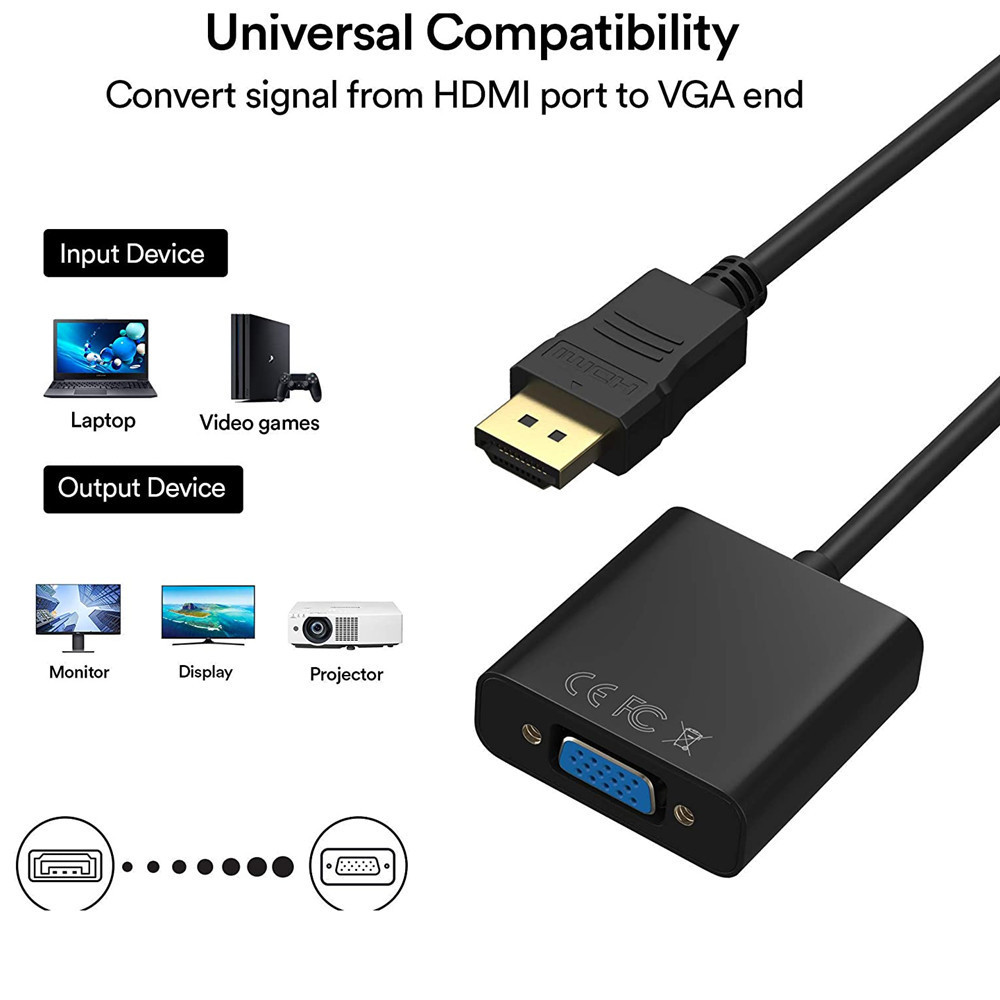 Factory Hot Selling HDCP 1.2 HDMI to VGA Cable Video Converter input HDMI output VGA Format 1080p HDMI to VGA Adapter