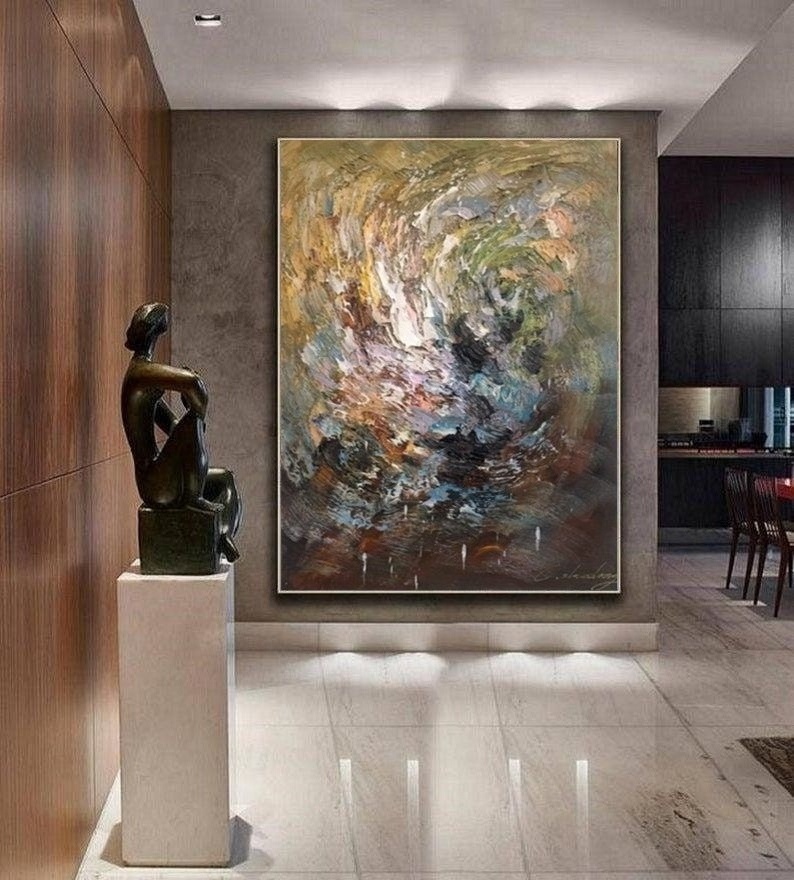 Modern simple wall art home decor painting handmade abstract landscape textured art oil painting on canvas