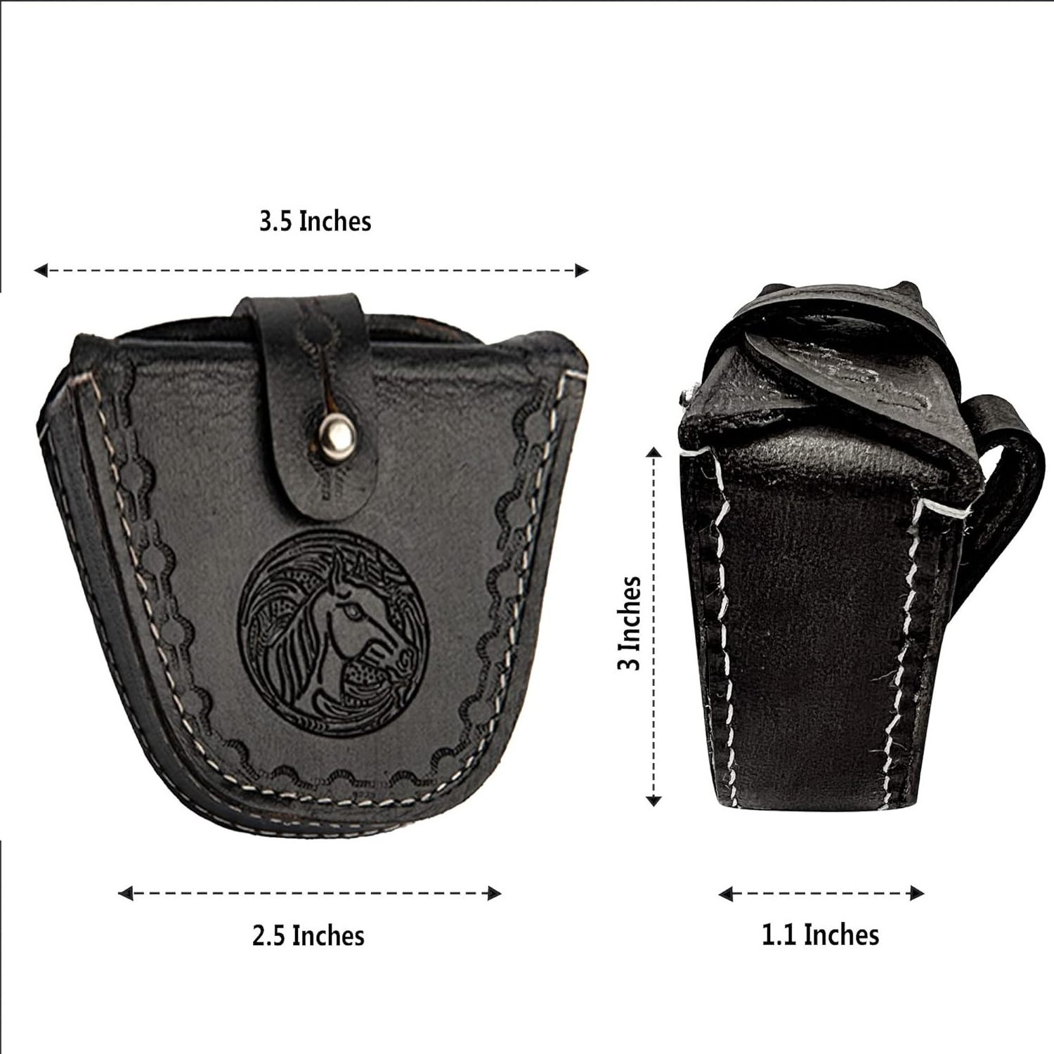 Top Grain Leather Slingshot Ammo Holder Bag Storage Ammo Case Brown with Belt Loop & Metal Closure Pouch