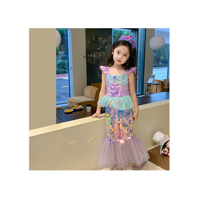 High quality Sequins Girl Mermaid Cosplay Costume For Halloween Christmas Party Lace Mermaid Dress For Kids Girls