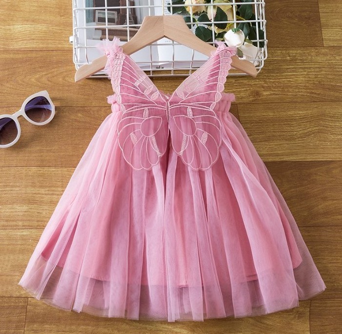 Hot selling fashion  casual dresses Summer Kids Girls Butterfly wings Skirts Fluffy Ballet Tutu Skirt For Girls dresses